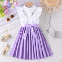 Wholesale 3-8Y Kids Girls Cute Floral Print Casual Dres