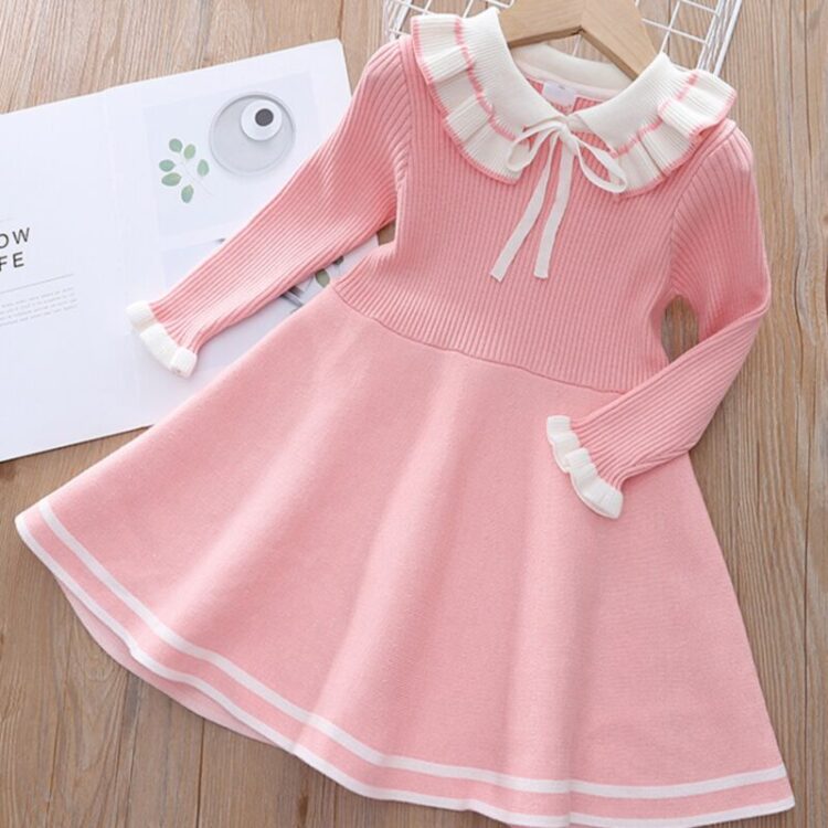 Wholesale 3-9Y Kids Girls Knit Sweater Dresses Fall And