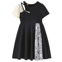 Wholesale 3-9Y Kids Girls Short-Sleeve Lace Stitching D