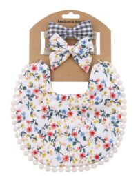 Wholesale 3 Pack Floral Printed Bib With Headband 21042