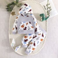 Wholesale 3M-3Y Baby Boys Sets Dinosaur Hooded Pullover