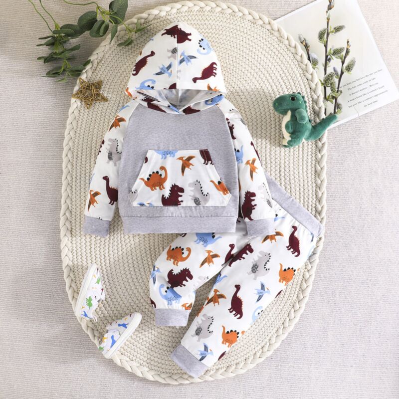 Wholesale 3M-3Y Baby Boys Sets Dinosaur Hooded Pullover
