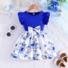 Wholesale 3M-3Y Baby Girls Floral Print Fly Sleeve Dres