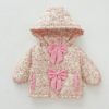 Wholesale 3M-3Y Baby Girls Floral Winter Bow Hooded Jac