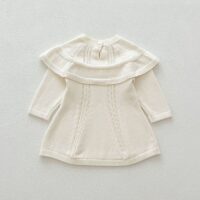 Wholesale 3M-3Y Baby Girls Solid Color Knitted Ruffled
