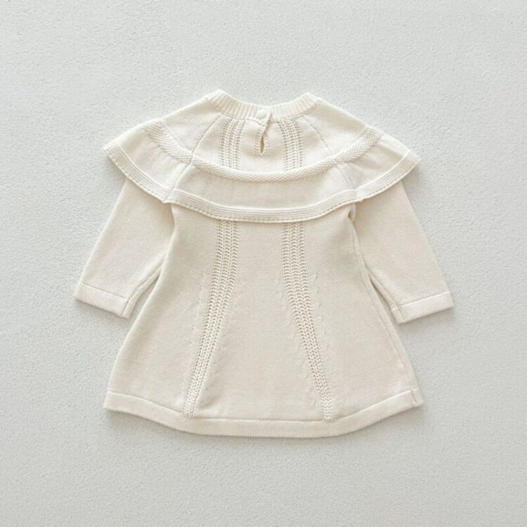 Wholesale 3M-3Y Baby Girls Solid Color Knitted Ruffled