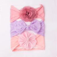 Wholesale 3pcs Baby Bandana Sets Bow Flower Hairband Wh