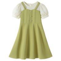 Wholesale 4-10Y Kids Girls Imitation Ice Silk Fake Two-