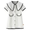 Wholesale 4-10Y Kids Girls Lapel Button-Up Contrast Pla