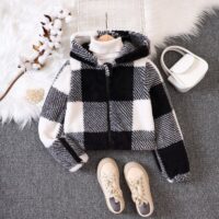 Wholesale 4-9Y Kids Girls Plaid Hooded Jackets Wholesal