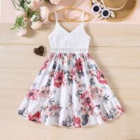 Wholesale 4-9Y Kids Girls Summer Lace Patchwork Sling D