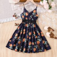 Wholesale 4-9Y Kids Girls Summer Rose Print Sling Dress