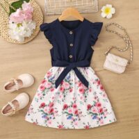 Wholesale 5-10Y Kids Girls Button Sleeves Single Breast