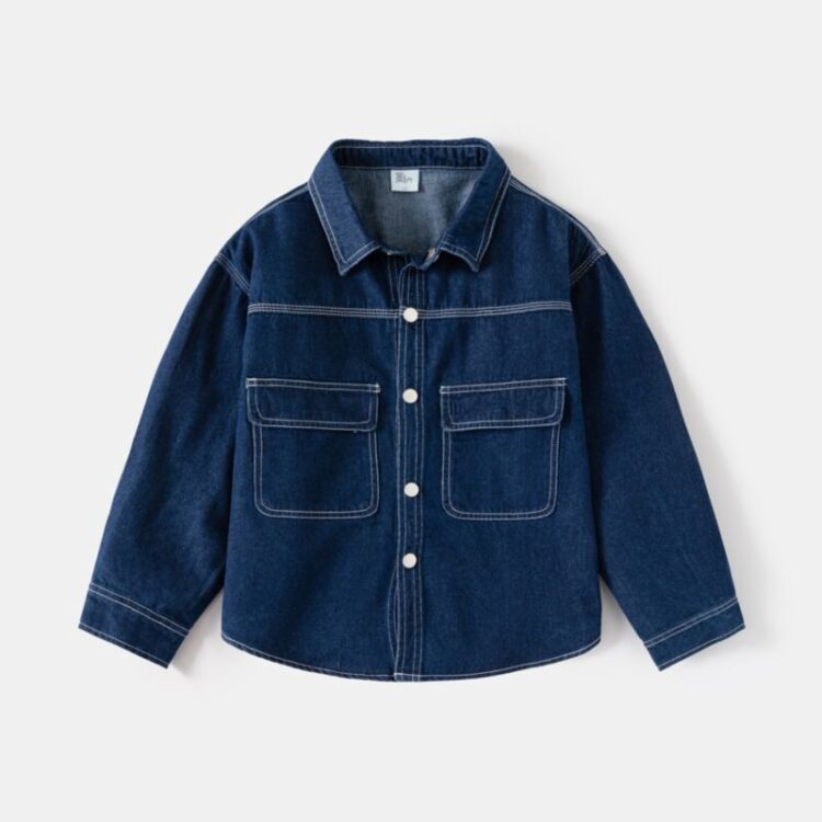 Wholesale 5-10Y Kids Girls Pockets Denim Shirt Jackets