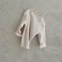 Wholesale 6-12M Lotus Collar Texture Long Sleeve Pullov