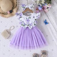 Wholesale 6M-3Y Baby Girls 0-18M Baby Purple Floral Mes