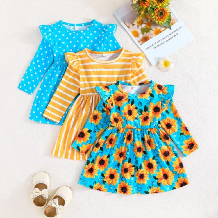 Wholesale 6M-3Y baby girls Baby Girl Sunflower Stripe D