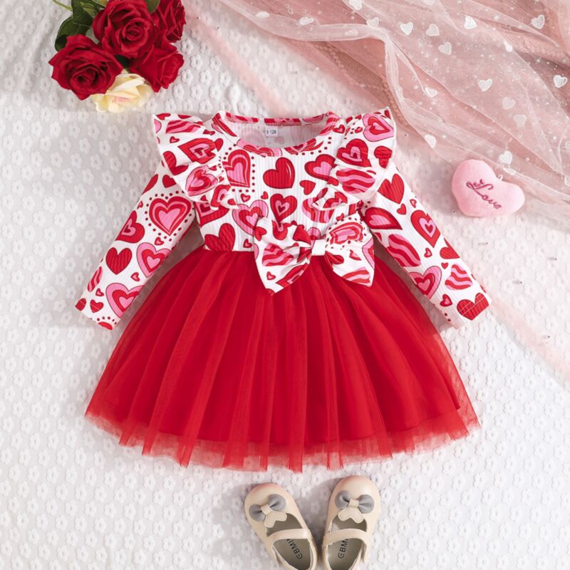 Wholesale 6M-3Y Baby Girls Baby Heart Pattern Bow Mesh