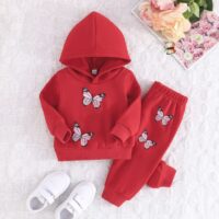 Wholesale 6M-3Y Baby Girls Butterfly Pattern Hooded Swe