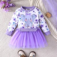 Wholesale 6M-3Y Baby Girls Casual Elephant Printed Spli