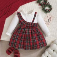 Wholesale 6M-3Y Baby Girls Christmas Long Sleeve Ruffle