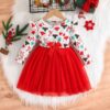 Wholesale 6M-3Y Baby Girls Christmas Printed Mesh Casua