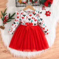 Wholesale 6M-3Y Baby Girls Christmas Printed Mesh Casua