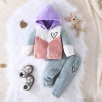 Wholesale 6M-3Y Baby Girls Colorblock Heart Fur Coats C