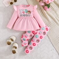 Wholesale 6M-3Y Baby Girls Donut Print Long-Sleeved Top