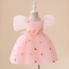 Wholesale 6M-3Y Baby Girls Embroidered Bow Puff Sleeve