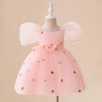 Wholesale 6M-3Y Baby Girls Embroidered Bow Puff Sleeve