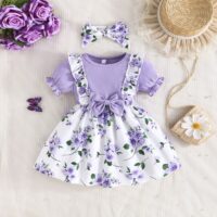 Wholesale 6M-3Y Baby Girls Floral Puff Sleeve Dresses W