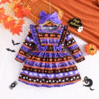 Wholesale 6M-3Y Baby Girls Halloween Pumpkin Print Long