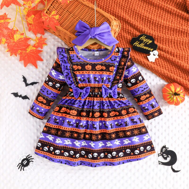 Wholesale 6M-3Y Baby Girls Halloween Pumpkin Print Long