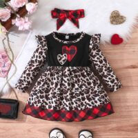 Wholesale 6M-3Y Baby Girls Leopard Print Long Sleeve Dr