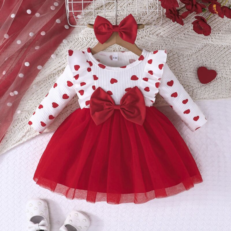 Wholesale 6M-3Y Baby Girls Love Heart Long Sleeve Bow D