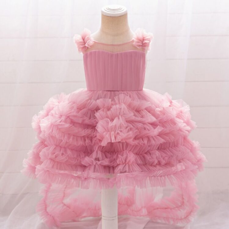 Wholesale 6M-3Y Baby Girls Party Sleeveless Mesh Traili