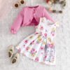 Wholesale 6M-3Y Baby Girls Ruffled Cardigan Tops And Fl