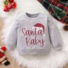 Wholesale 6M-3Y Christmas Hat Santa Print Gray Long Sle