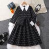 Wholesale 7-12Y Big Kids Girls Black Printed Long-Sleev