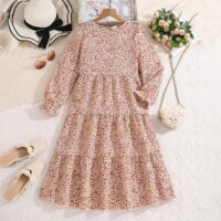 Wholesale 7-12Y Kids Girls Floral Long Sleeve Princess