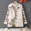 Wholesale 7-14Y Kids Girls Plush Patchwork Plaid Mid-Le