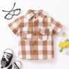 Wholesale 9M-3Y Plaid Short Sleeve Pocket Button Shirt