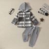 Wholesale 9M-4Y Toddler Boys Plaid Hooded Jackets And P