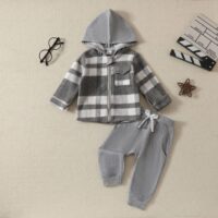 Wholesale 9M-4Y Toddler Boys Plaid Hooded Jackets And P
