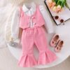 Wholesale 9M-4Y Toddler Girls 3 Piece Outfits Lapel Lon