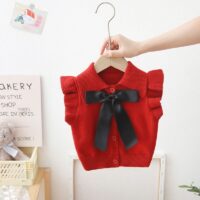 Wholesale 9M-4Y Toddler Girls Bow Vest Solid Color Vest