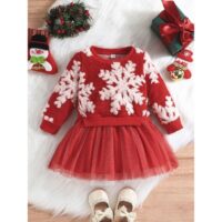 Wholesale 9M-4Y Toddler Girls Christmas Snowflake Splic
