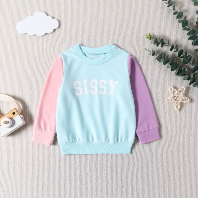 Wholesale 9M-4Y Toddler Girls Letter Contrast Color Lon