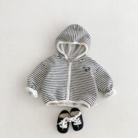 Wholesale 9M-5Y Toddler Boys Bear Hoodie Striped Sweats
